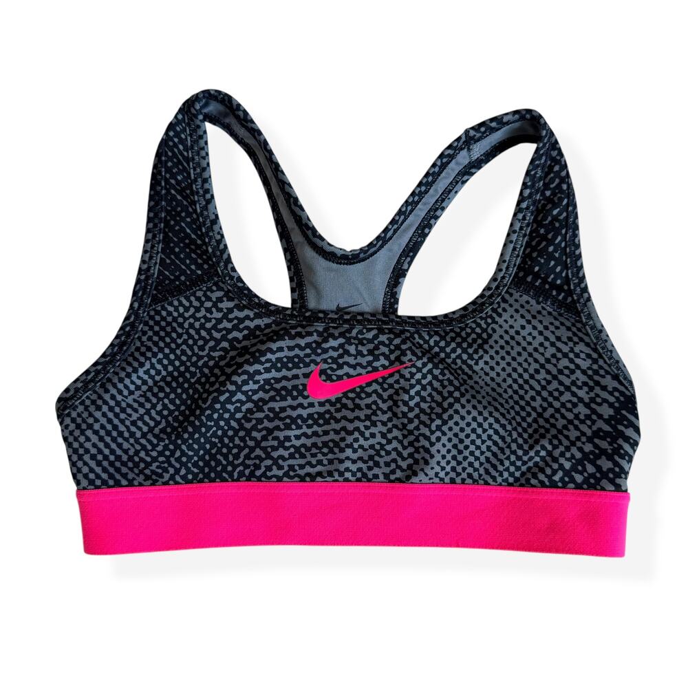Nike Girls Black Neon Pink Racerback Athletic Sports Bra Extra Small